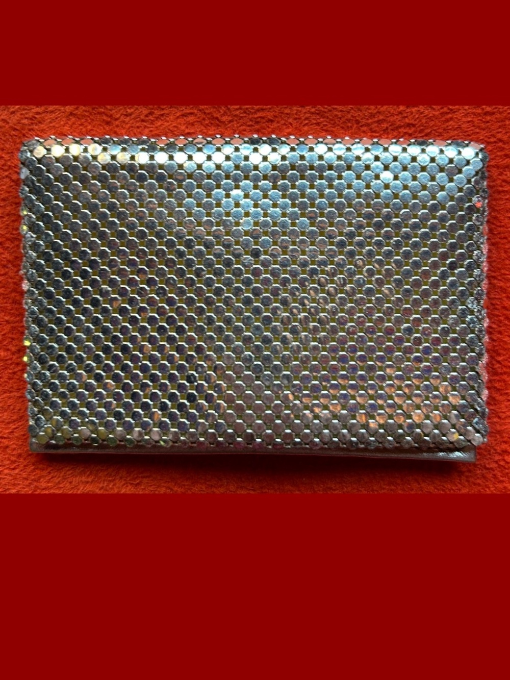 Vintage Shimmery Silver Metal MESH Credit CARD HOLDER Wallet Billfold